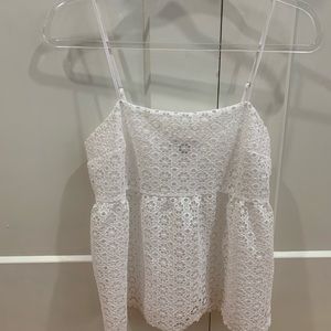 EXPRESS White Flowery Laced Tank Top